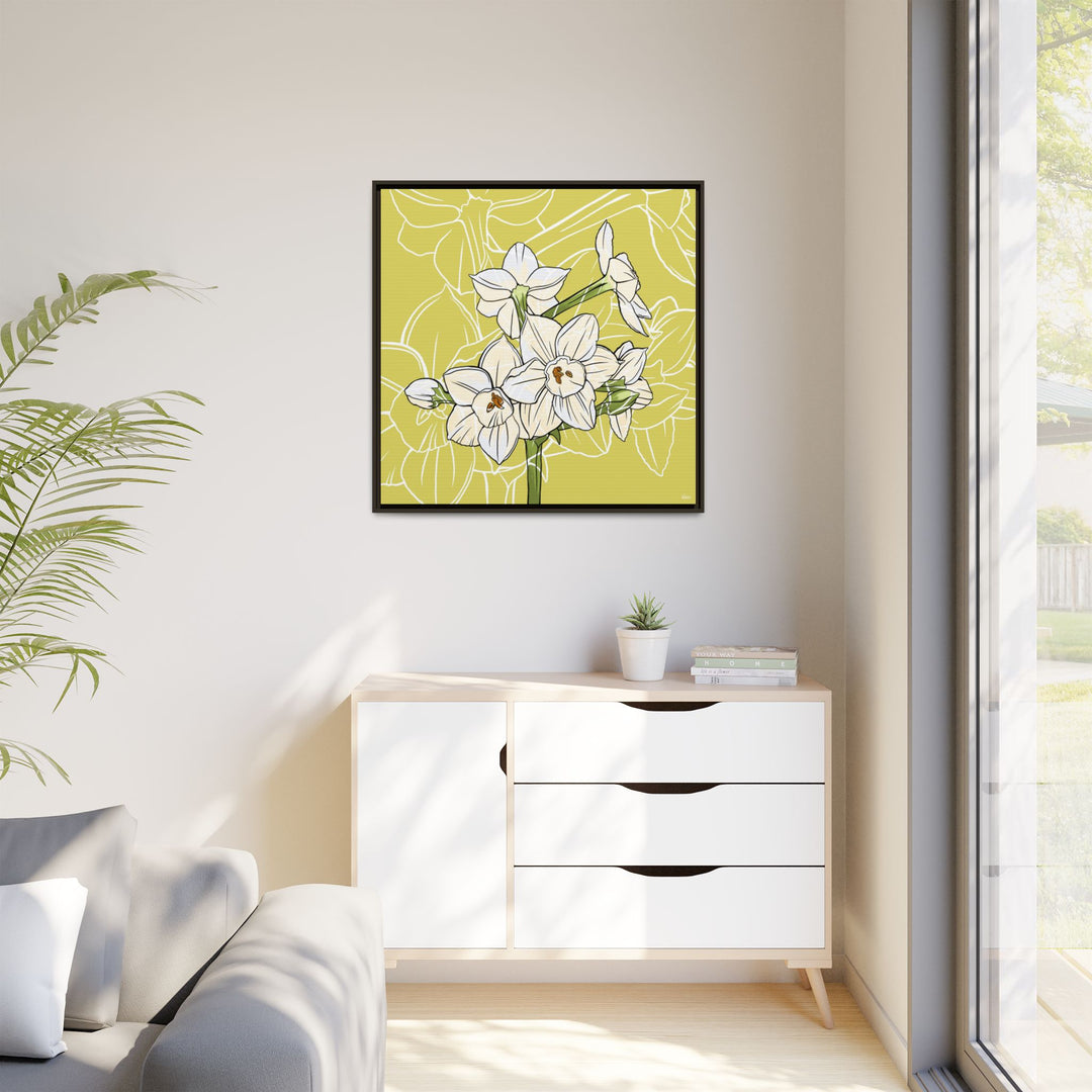 Paperwhite: December Birth Month Flower — Framed Canvas Print Wall Art