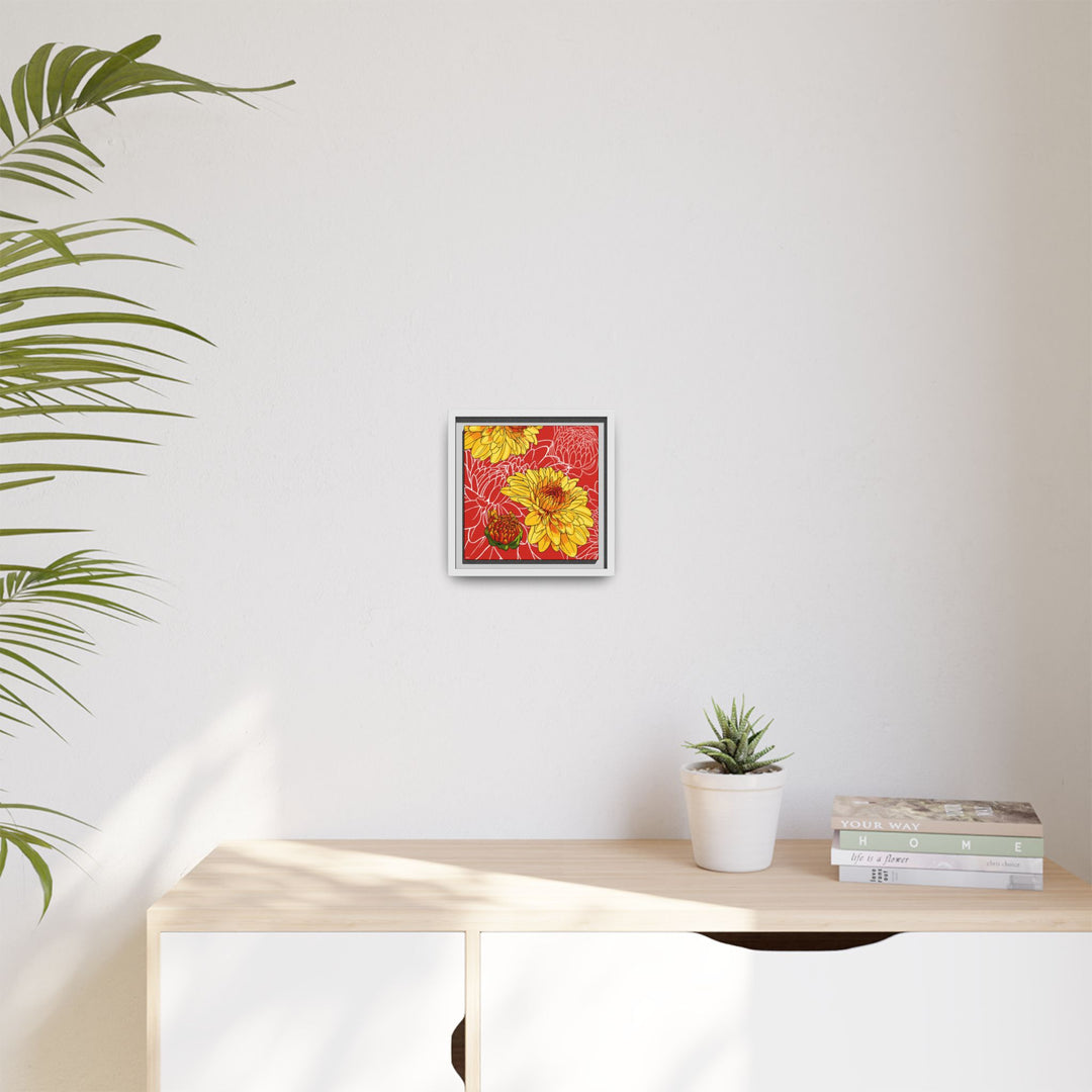 Chrysanthemum: November Birth Month Flower — Framed Canvas Print Wall Art