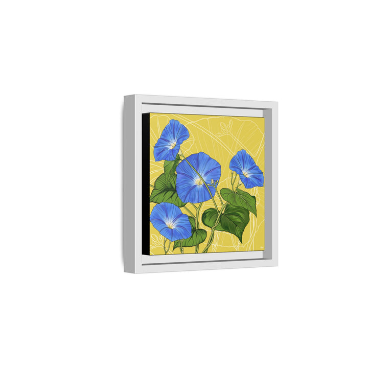 Blue Morning Glory: September Birth Month Flower — Framed Canvas Print Wall Art