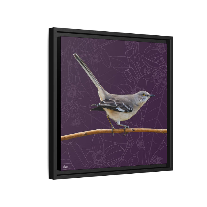 Northern Mockingbird: Florida State Bird — Framed Canvas Print Wall Art