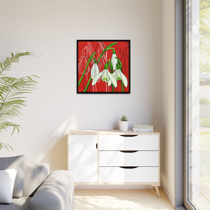 Snowdrop: January Birth Month Flower — Framed Canvas Print Wall Art