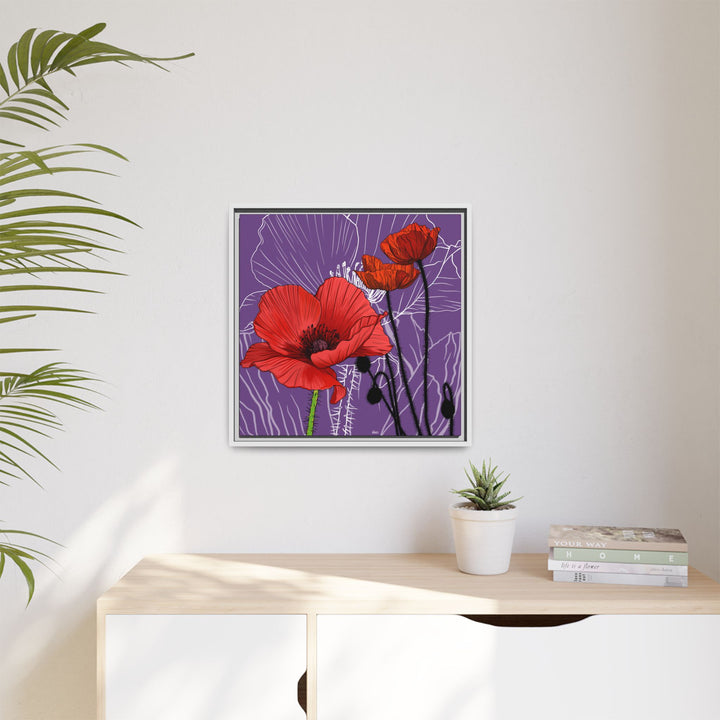 Poppy: August Birth Month Flower — Framed Canvas Print Wall Art