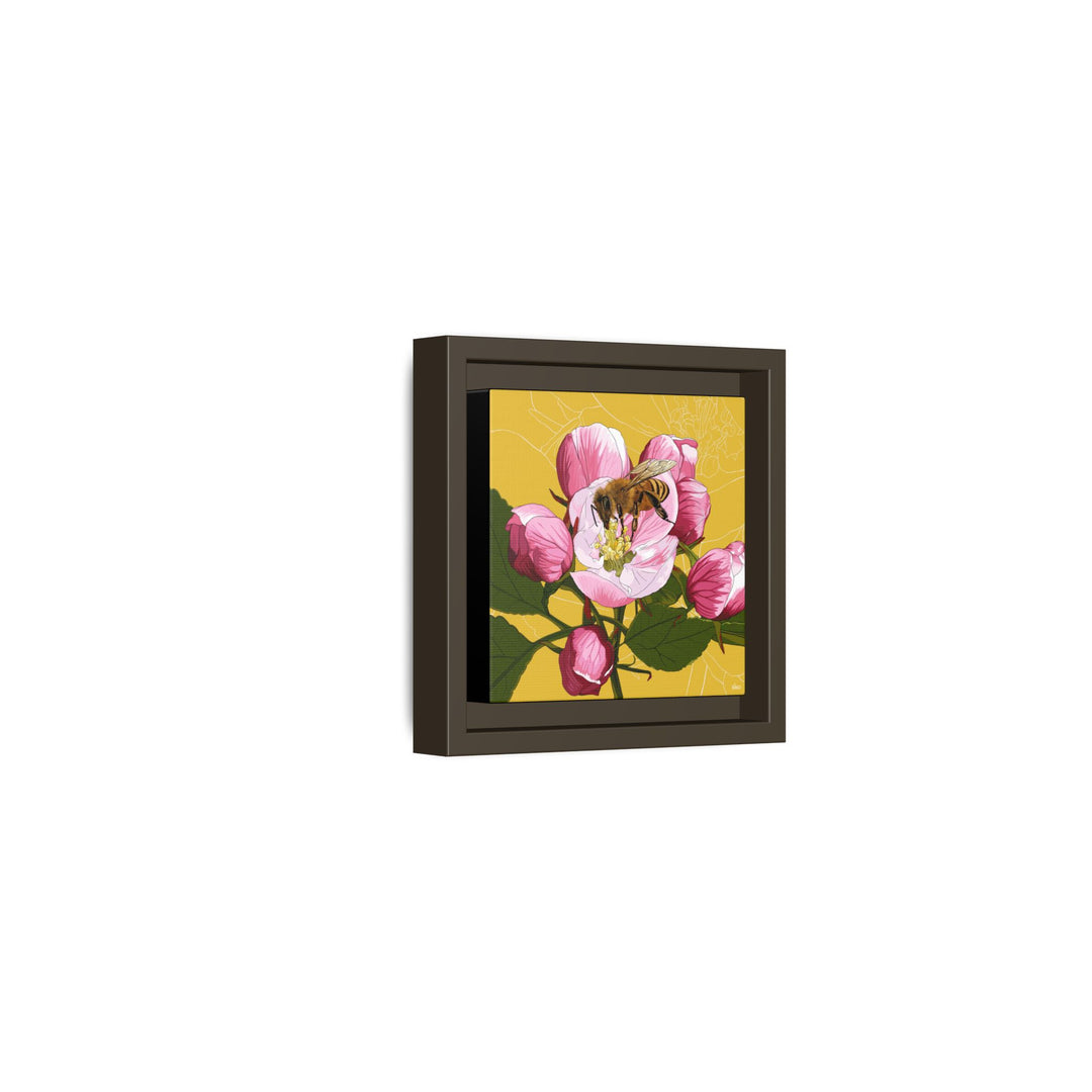 Apple Blossom & Honeybee Framed Canvas — Arkansas State Flower Wall Art