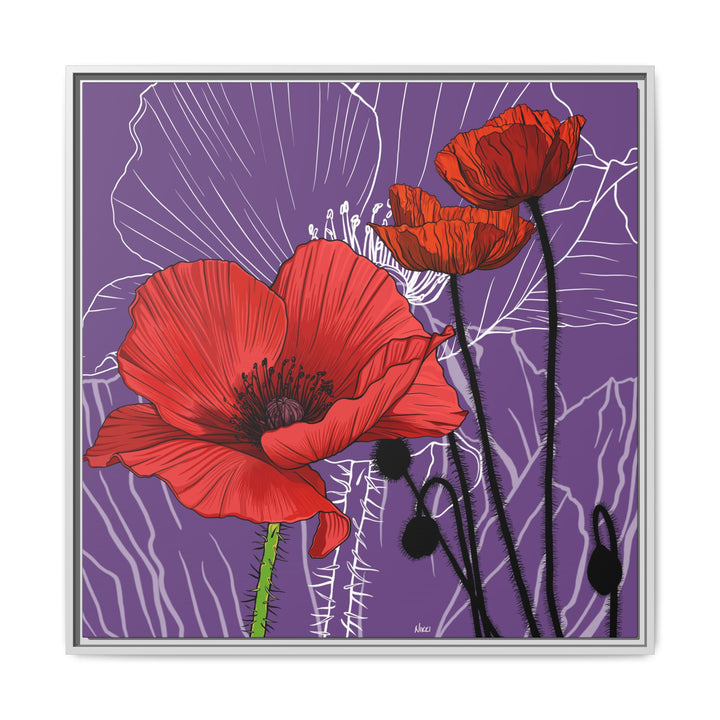 Poppy: August Birth Month Flower — Framed Canvas Print Wall Art