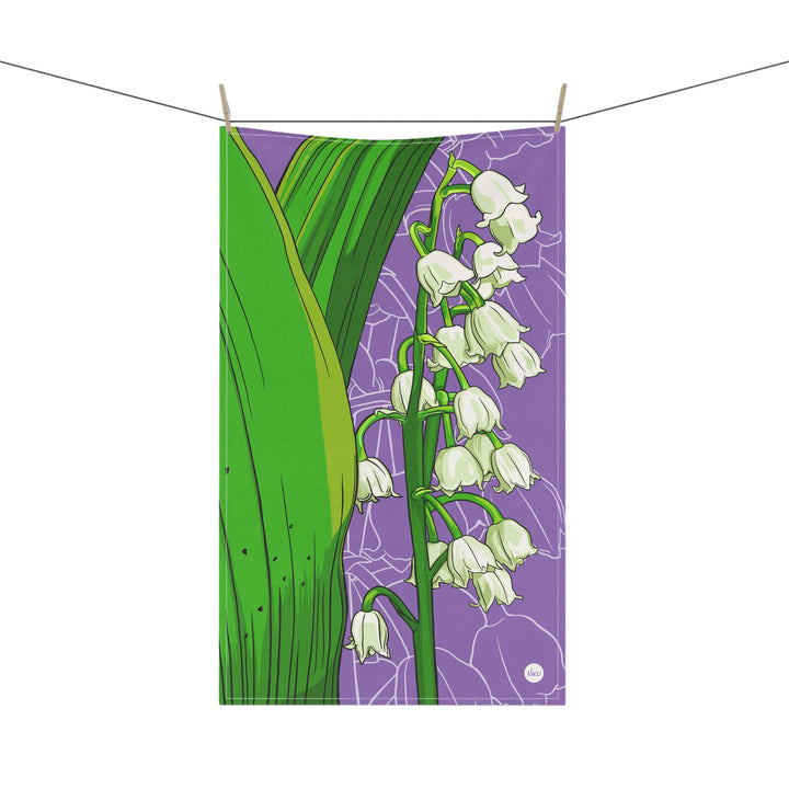 Lily of the Valley Floral Cotton Tea Towel — May Birth Month Flower Kitchen Towel
