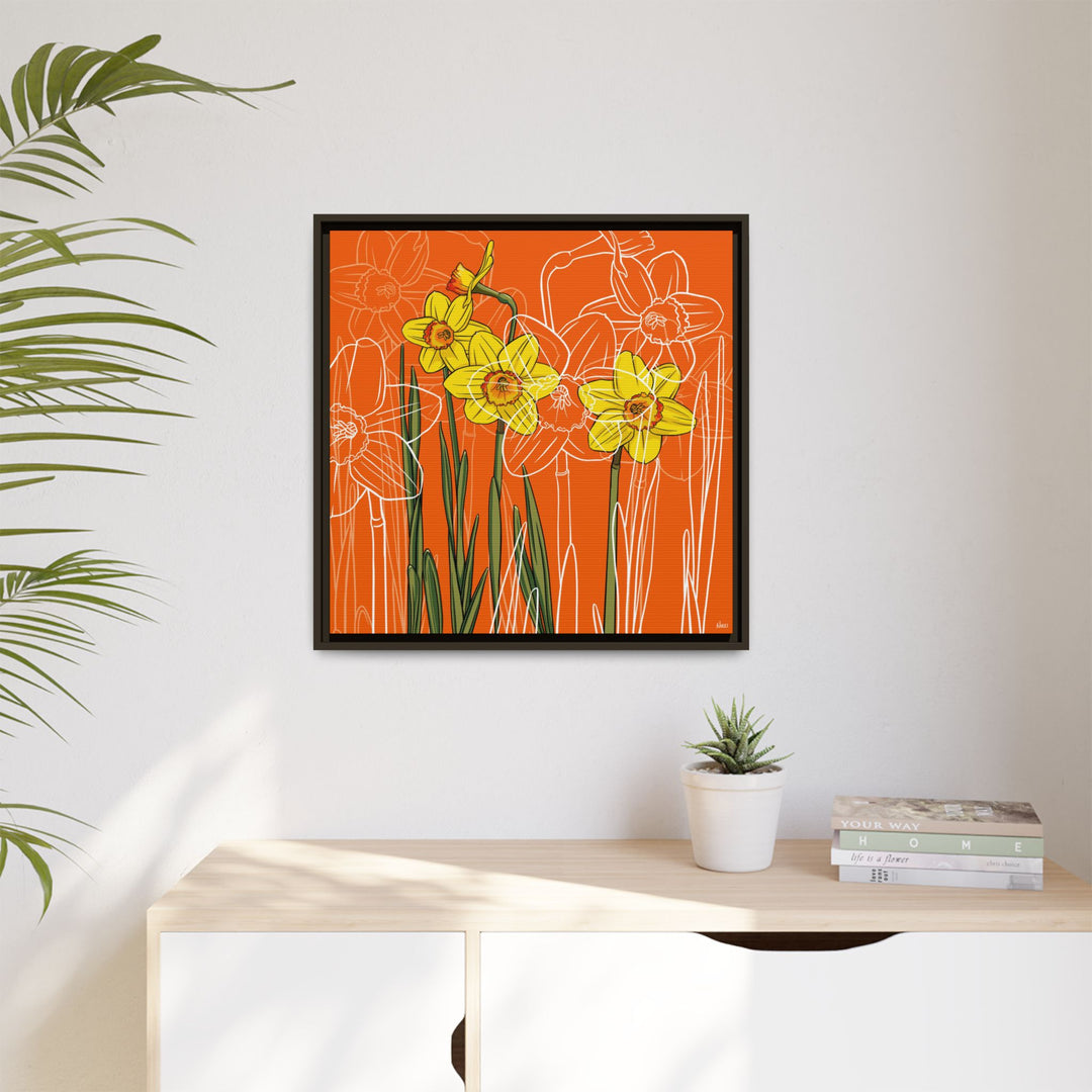 Daffodil: March Birth Month Flower — Framed Canvas Print Wall Art