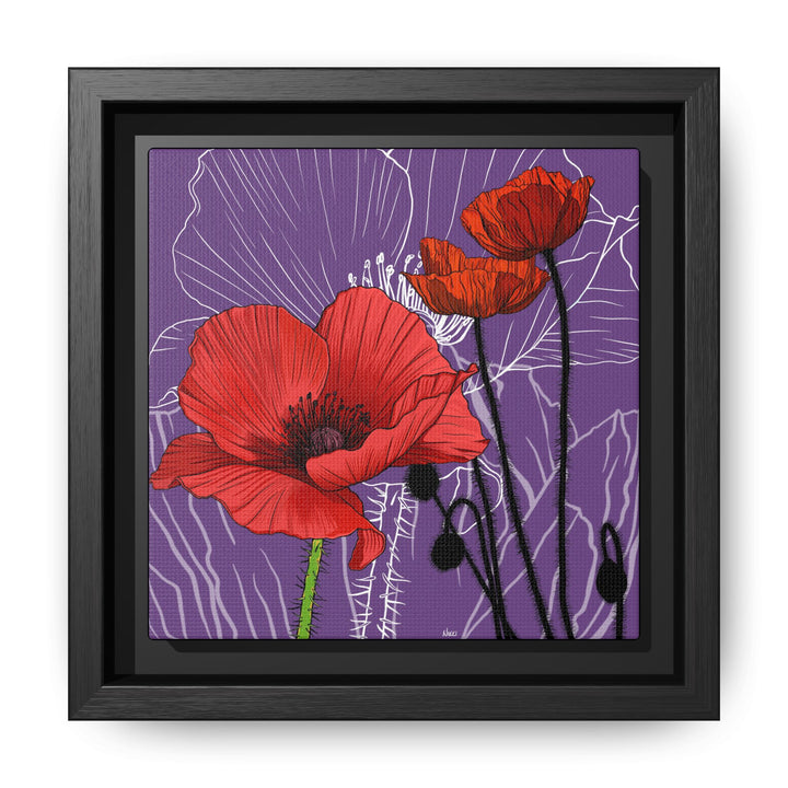 Poppy: August Birth Month Flower — Framed Canvas Print Wall Art