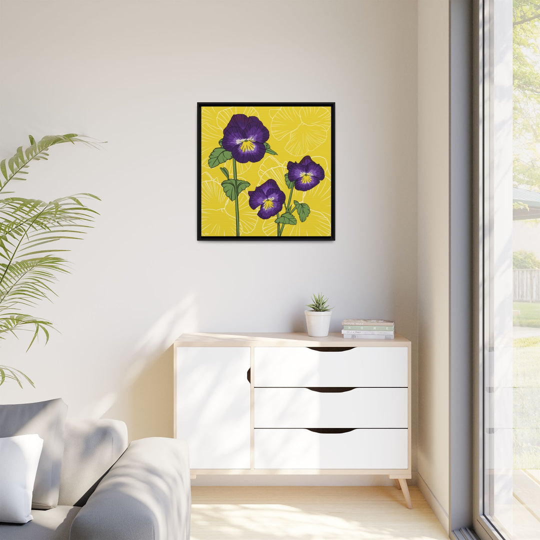 Violet: February Birth Month Flower — Framed Canvas Print Wall Art