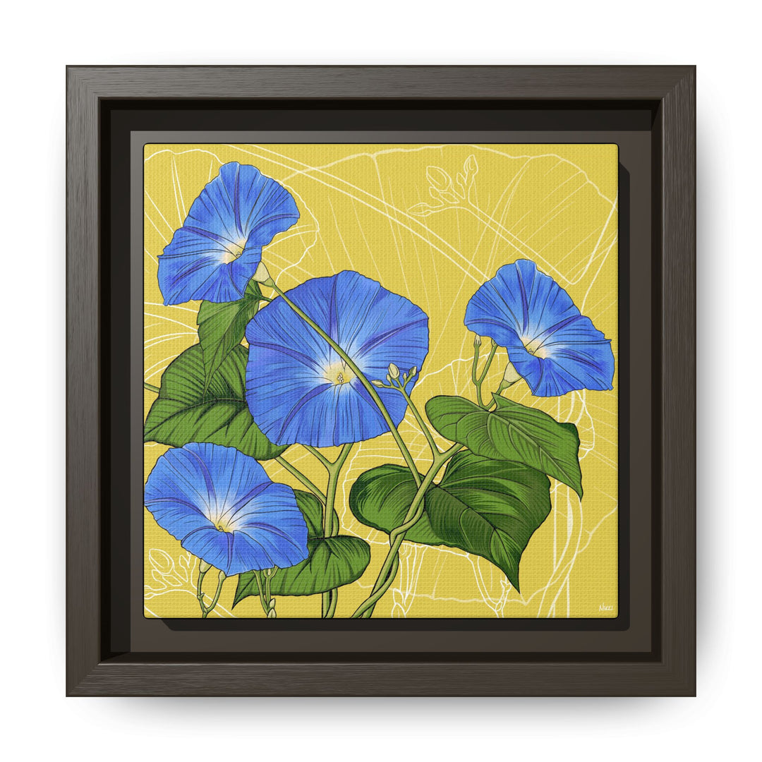 Blue Morning Glory: September Birth Month Flower — Framed Canvas Print Wall Art