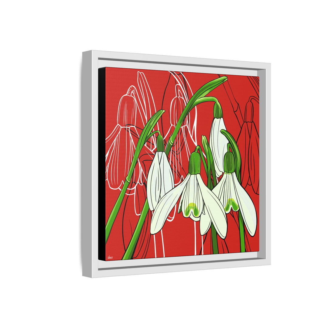 Snowdrop: January Birth Month Flower — Framed Canvas Print Wall Art