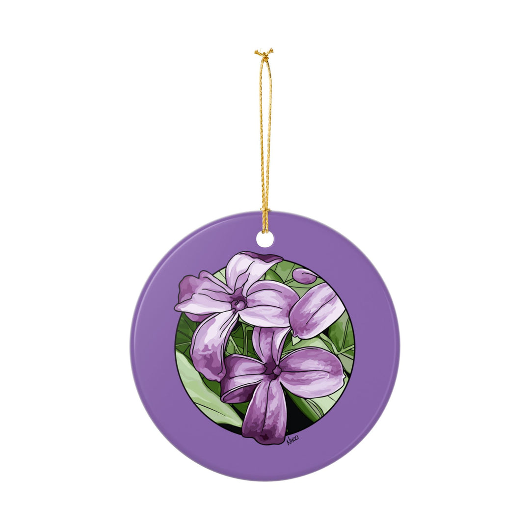 Lilac Floral Ceramic Ornament — Double-Sided