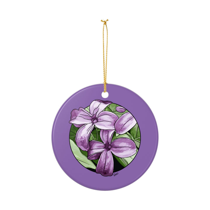 Lilac Floral Ceramic Ornament — Double-Sided