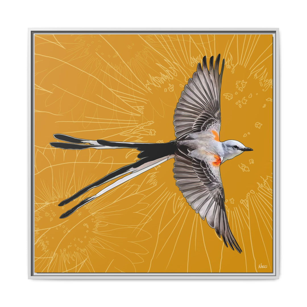 Scissor Tailed Flycatcher: Oklahoma State Bird — Framed Canvas Print Wall Art
