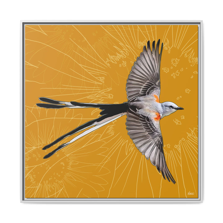 Scissor Tailed Flycatcher: Oklahoma State Bird — Framed Canvas Print Wall Art