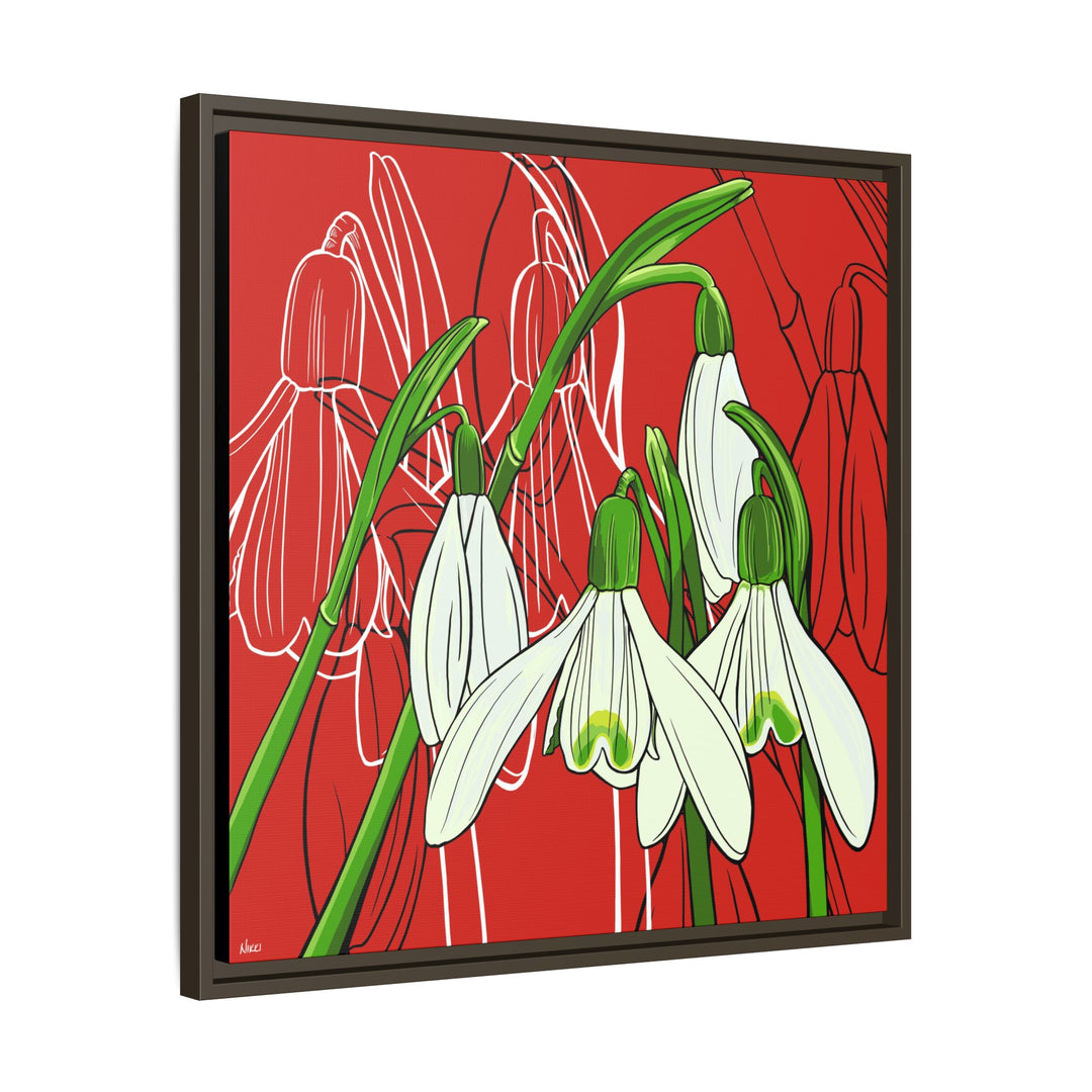 Snowdrop: January Birth Month Flower — Framed Canvas Print Wall Art