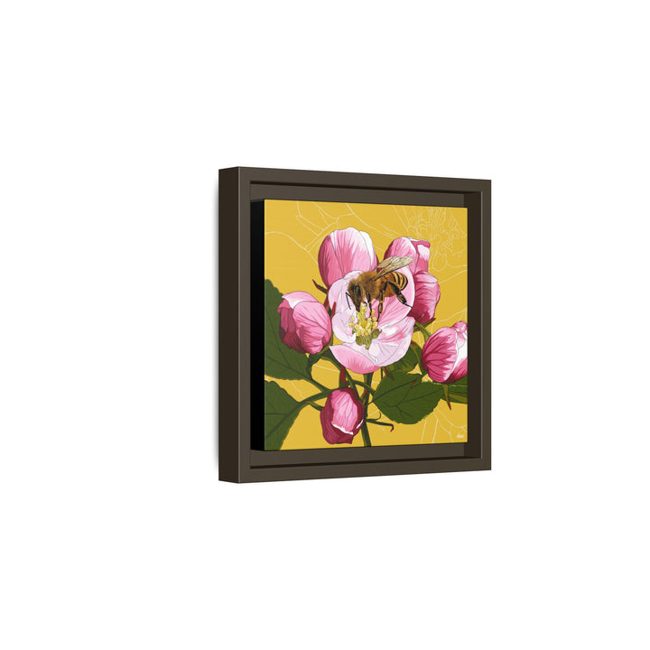 Apple Blossom & Honeybee Framed Canvas — Arkansas State Flower Wall Art