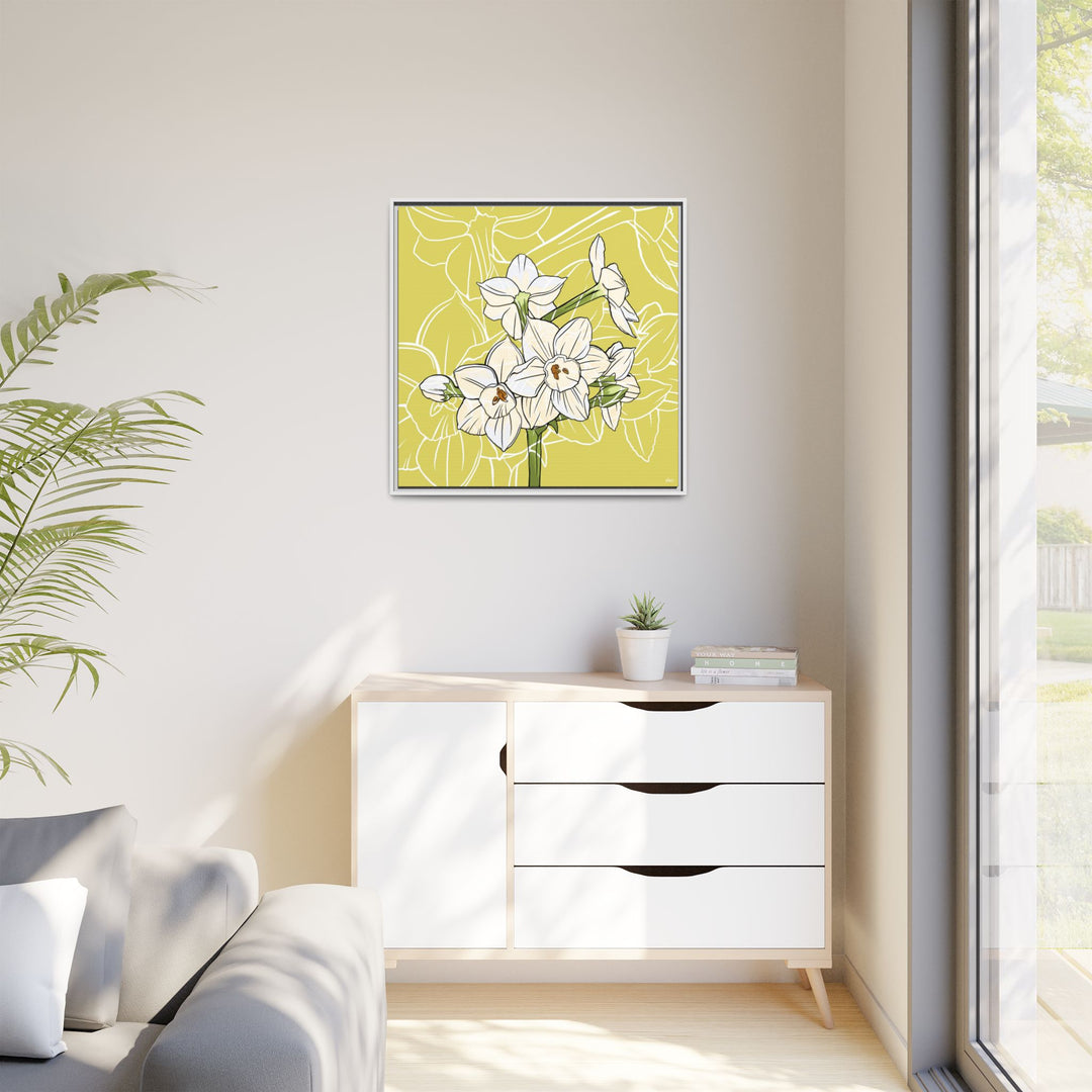 Paperwhite: December Birth Month Flower — Framed Canvas Print Wall Art