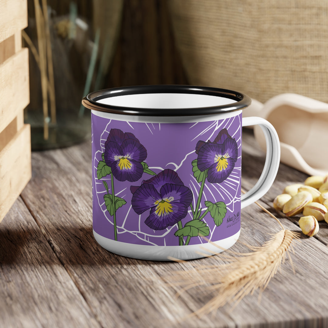 Violet Enamel Camp Cup — February Birth Month Flower