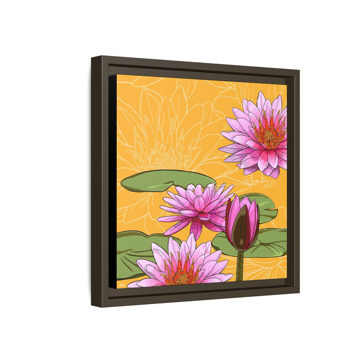 Water Lily: July Birth Month Flower — Framed Canvas Print Wall Art