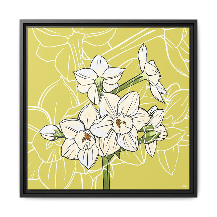 Paperwhite: December Birth Month Flower — Framed Canvas Print Wall Art