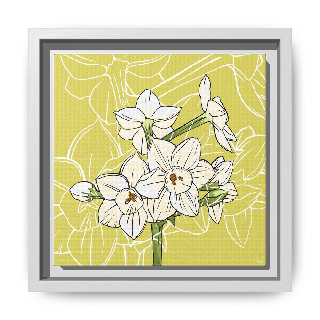 Paperwhite: December Birth Month Flower — Framed Canvas Print Wall Art