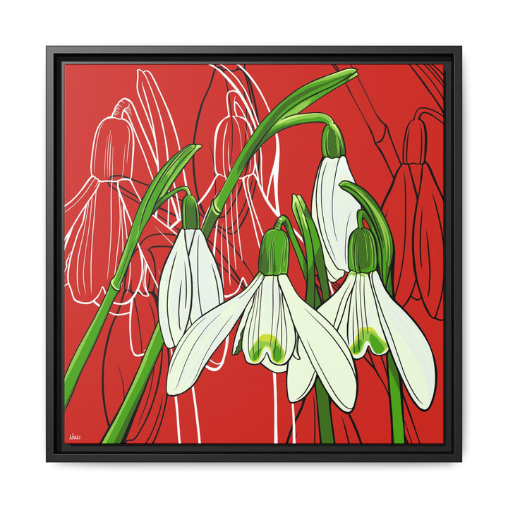 Snowdrop: January Birth Month Flower — Framed Canvas Print Wall Art