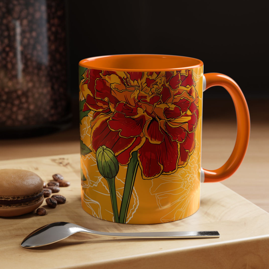 Marigold Ceramic Coffee Mug — October Birth Month Flower
