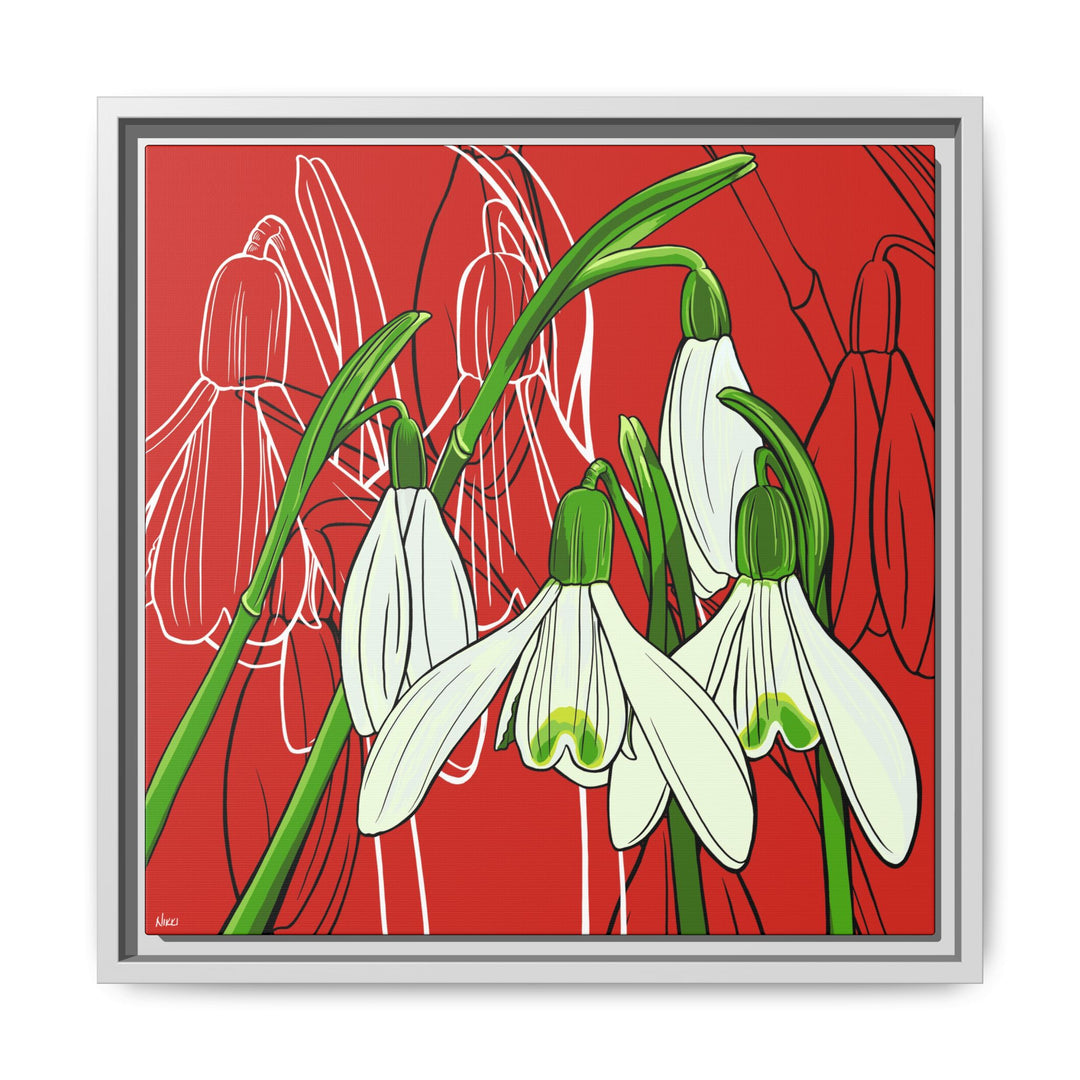 Snowdrop: January Birth Month Flower — Framed Canvas Print Wall Art