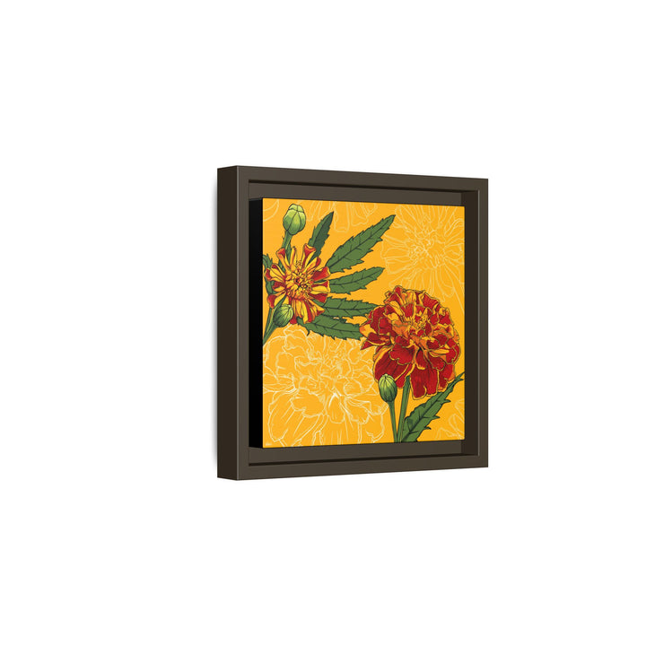 Marigold: October Birth Month Flower — Framed Canvas Print Wall Art