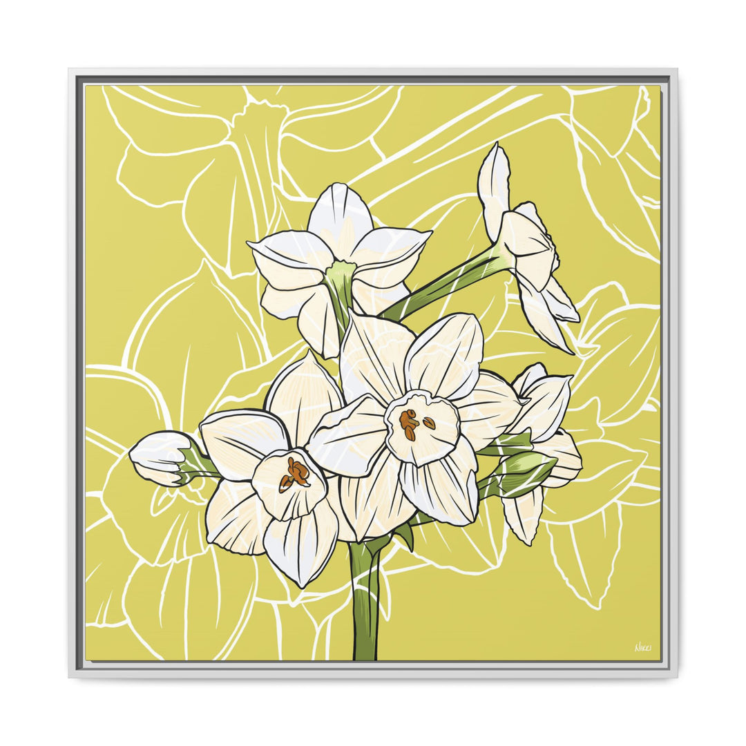 Paperwhite: December Birth Month Flower — Framed Canvas Print Wall Art