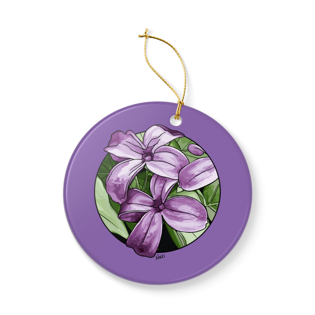 Lilac Floral Ceramic Ornament — Double-Sided