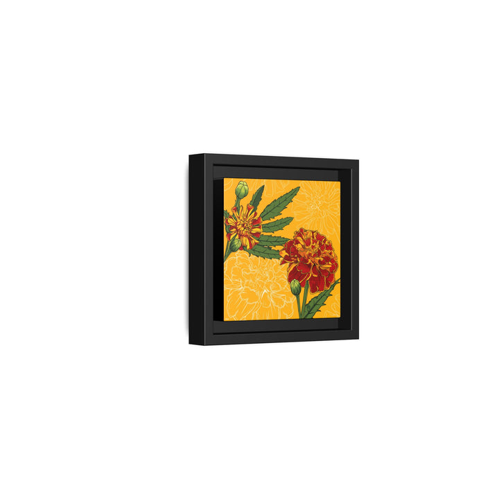 Marigold: October Birth Month Flower — Framed Canvas Print Wall Art