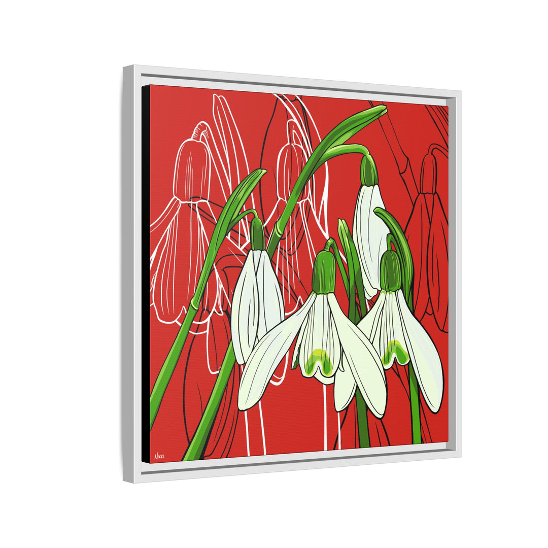 Snowdrop: January Birth Month Flower — Framed Canvas Print Wall Art