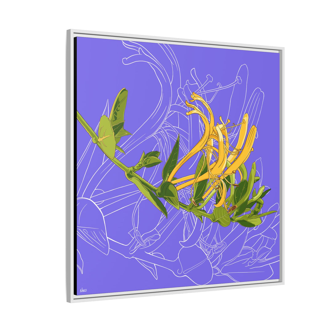 Honeysuckle: June Birth Month Flower — Framed Canvas Print Wall Art