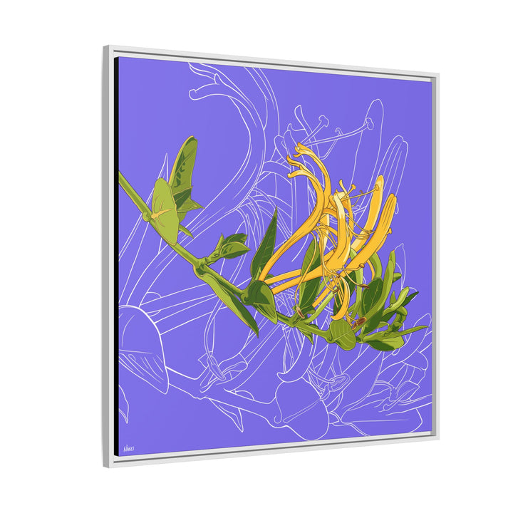 Honeysuckle: June Birth Month Flower — Framed Canvas Print Wall Art