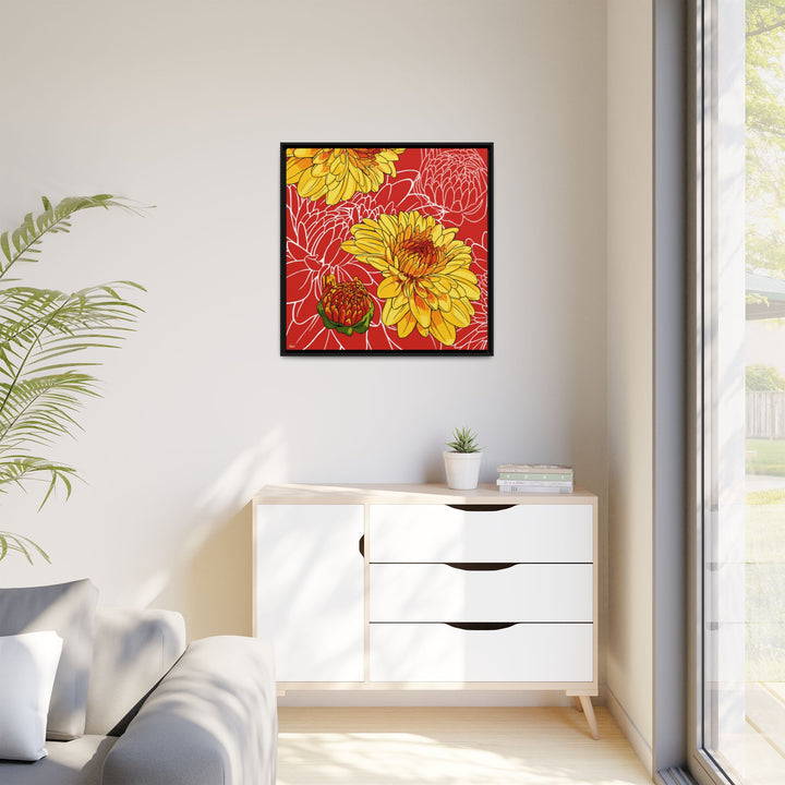 Chrysanthemum: November Birth Month Flower — Framed Canvas Print Wall Art