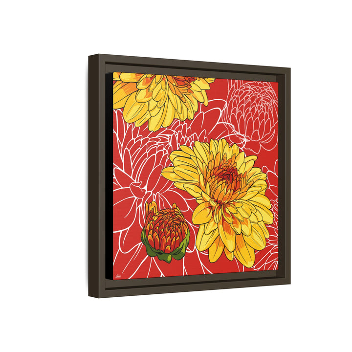 Chrysanthemum: November Birth Month Flower — Framed Canvas Print Wall Art