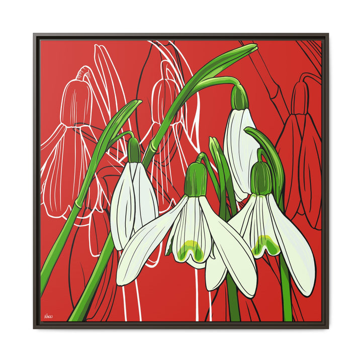 Snowdrop: January Birth Month Flower — Framed Canvas Print Wall Art