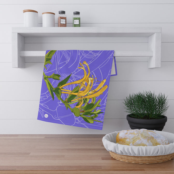Honeysuckle Floral Cotton Tea Towel — June Birth Month Flower Kitchen Towel