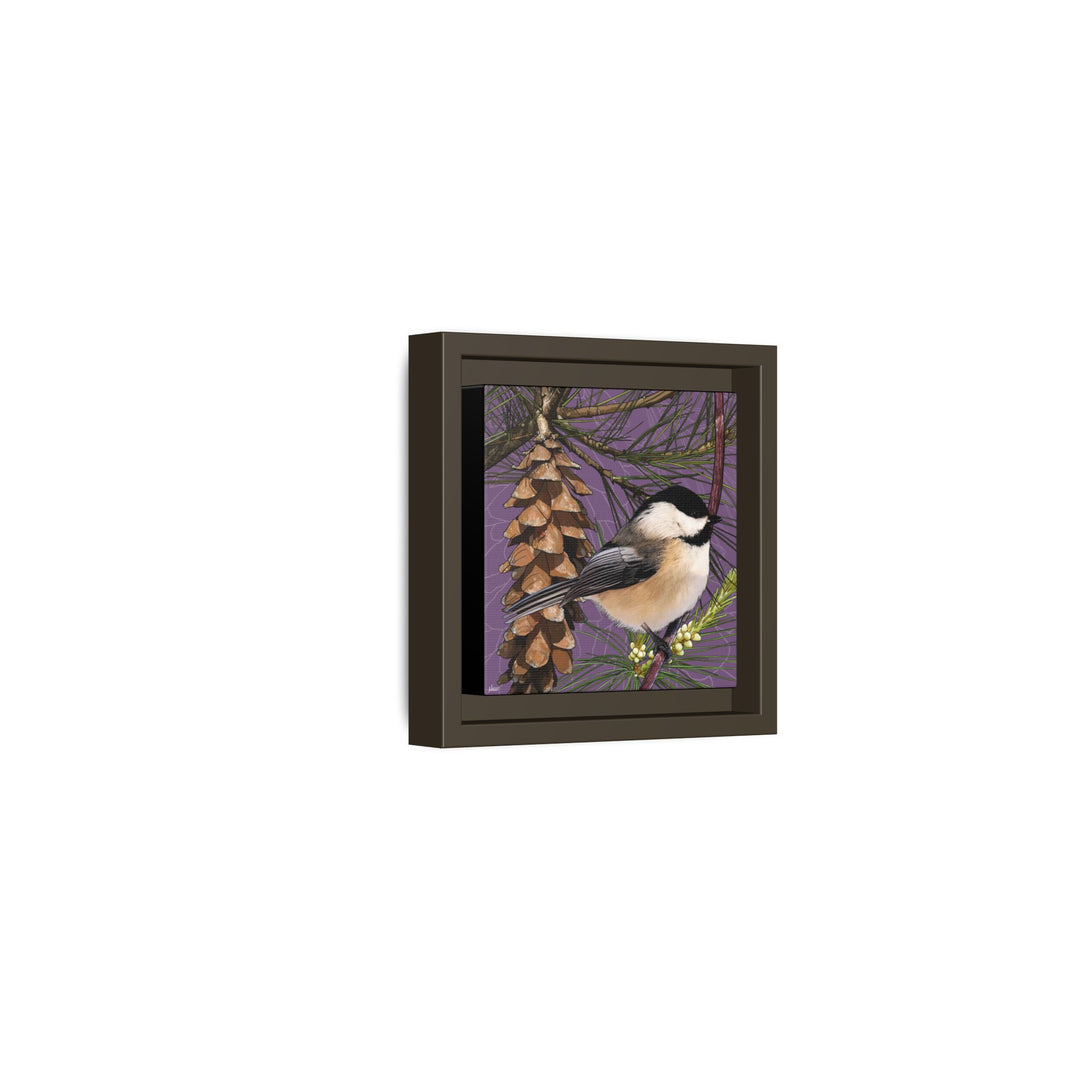 Black-capped Chickadee: Maine State Bird — Framed Canvas Print