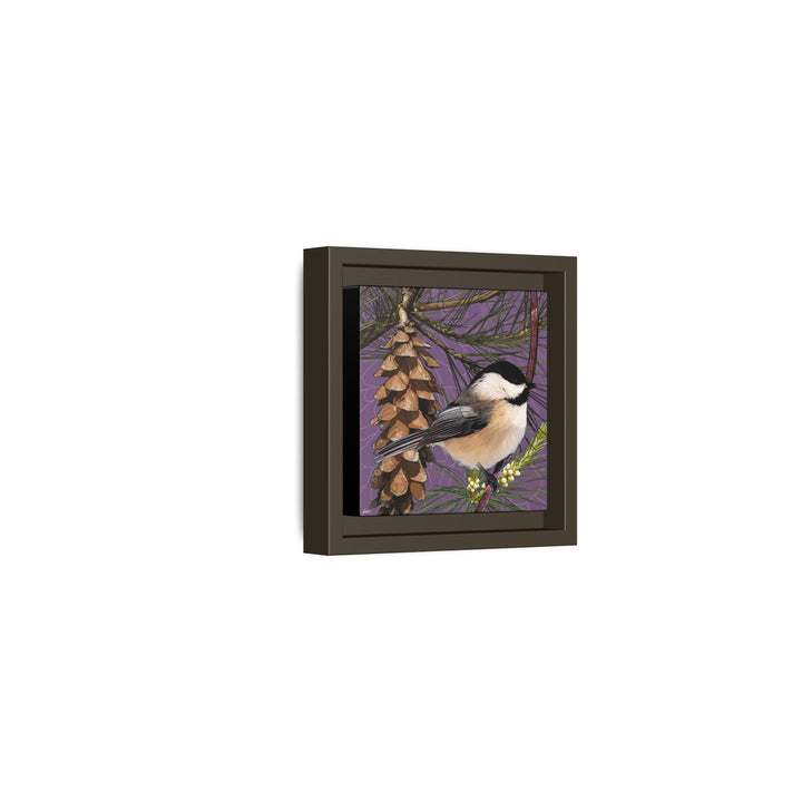 Black-capped Chickadee: Maine State Bird — Framed Canvas Print