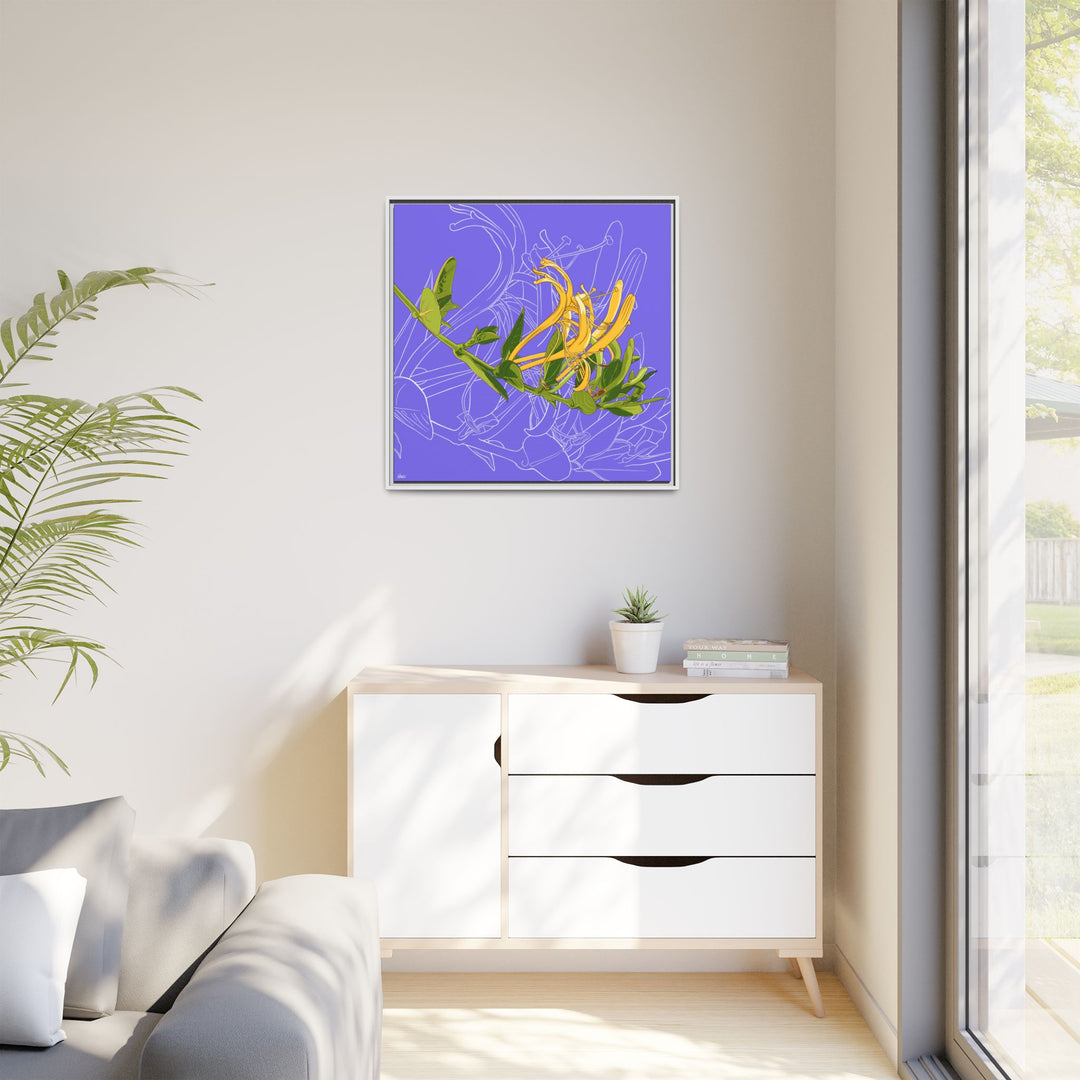 Honeysuckle: June Birth Month Flower — Framed Canvas Print Wall Art