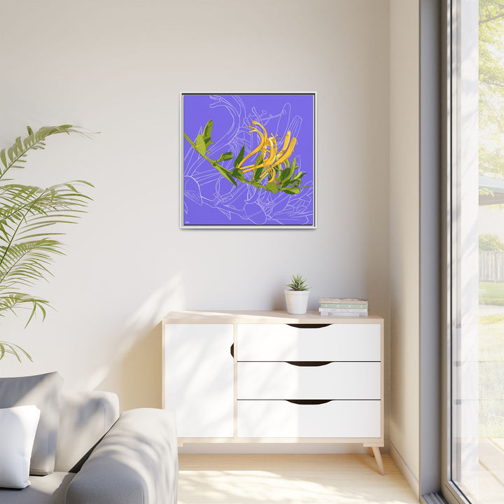 Honeysuckle: June Birth Month Flower — Framed Canvas Print Wall Art