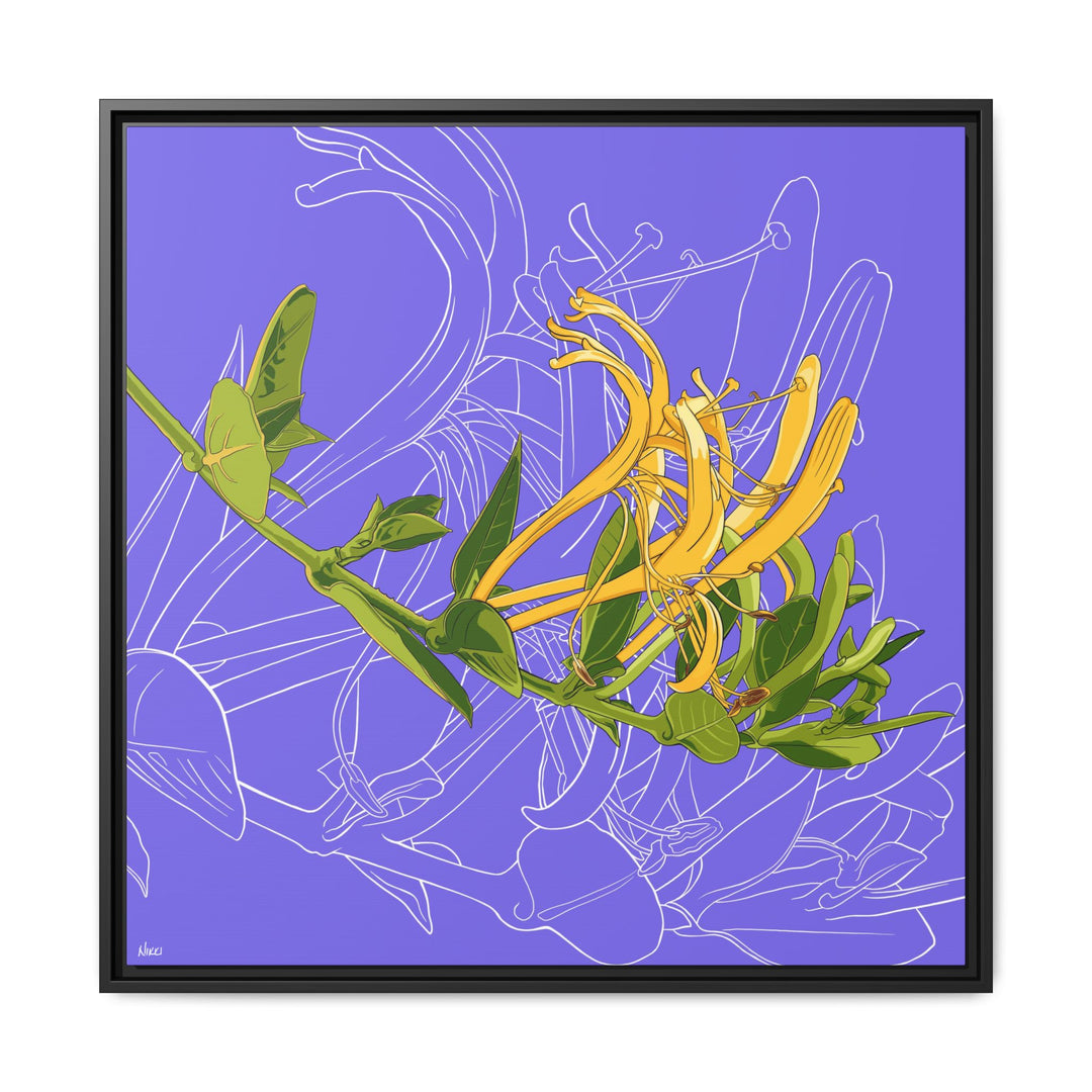 Honeysuckle: June Birth Month Flower — Framed Canvas Print Wall Art