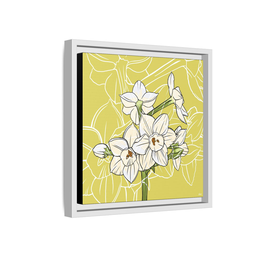Paperwhite: December Birth Month Flower — Framed Canvas Print Wall Art