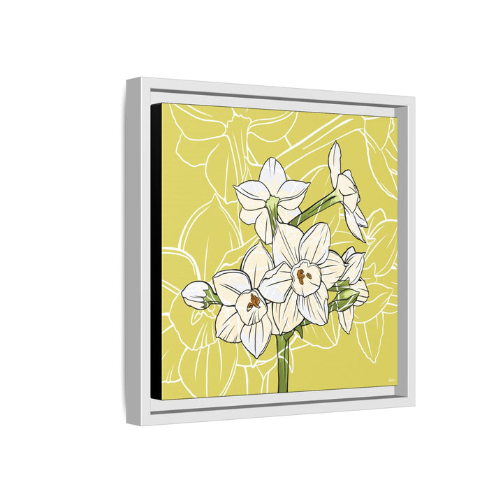 Paperwhite: December Birth Month Flower — Framed Canvas Print Wall Art