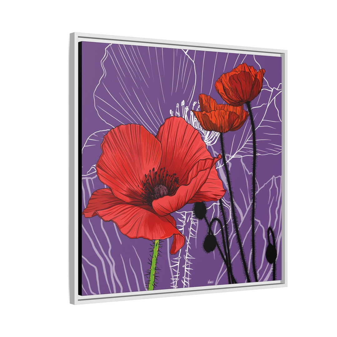 Poppy: August Birth Month Flower — Framed Canvas Print Wall Art