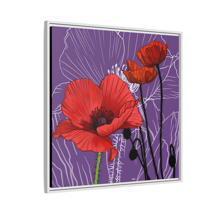 Poppy: August Birth Month Flower — Framed Canvas Print Wall Art