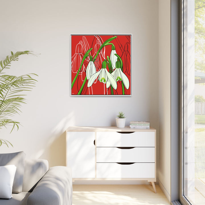 Snowdrop: January Birth Month Flower — Framed Canvas Print Wall Art