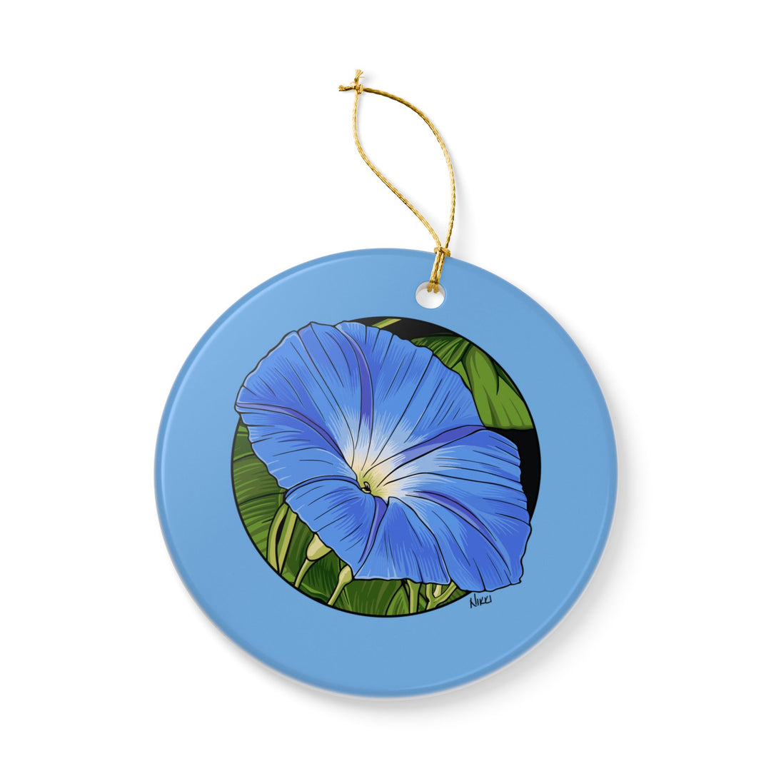 Morning Glory Ceramic Ornament — Floral Two-Sided Holiday Decoration